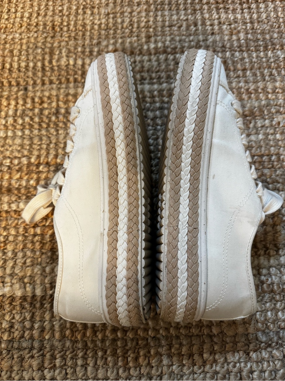 Kate Spade Taylor Platform Sneakers Off White Cream Braided 0.25” Heel Size 7.5 - Picture 4 of 7